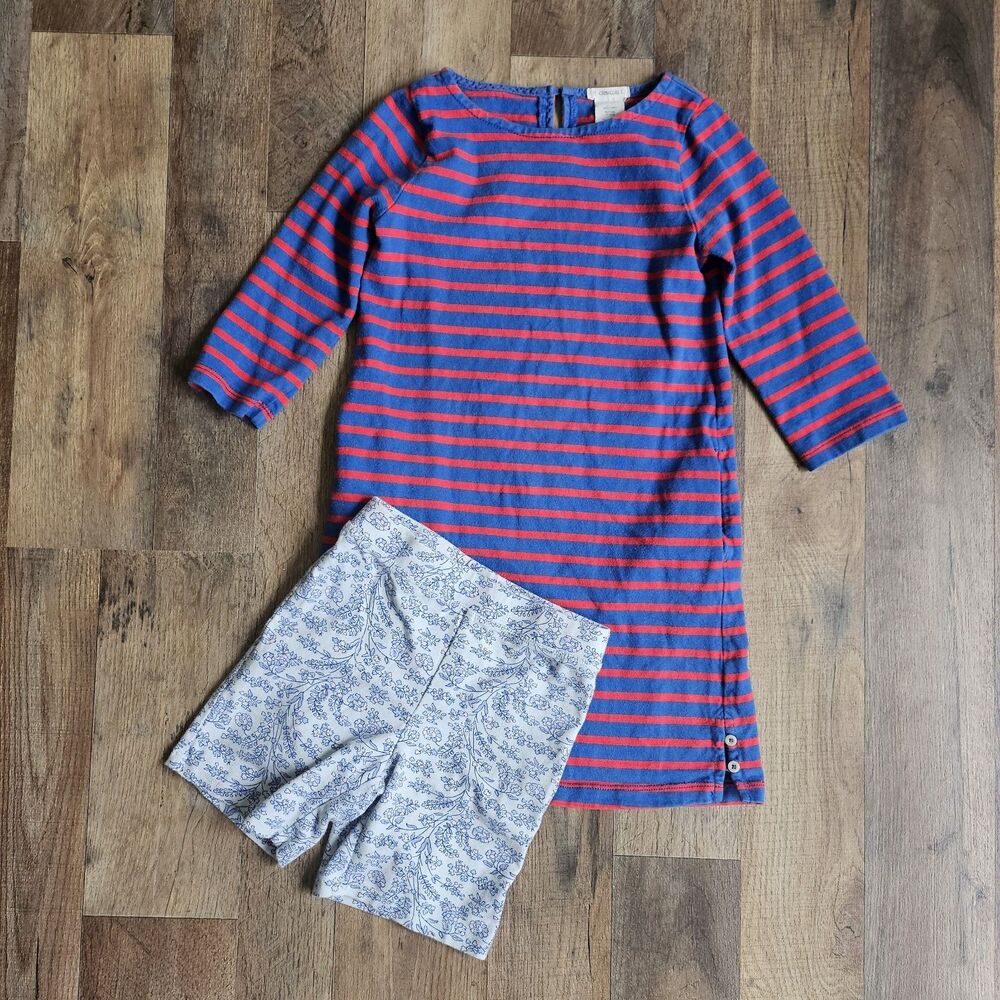 CREWCUTS by J.Crew girls striped dress & Bike Shorts Fall Winter School, size 7